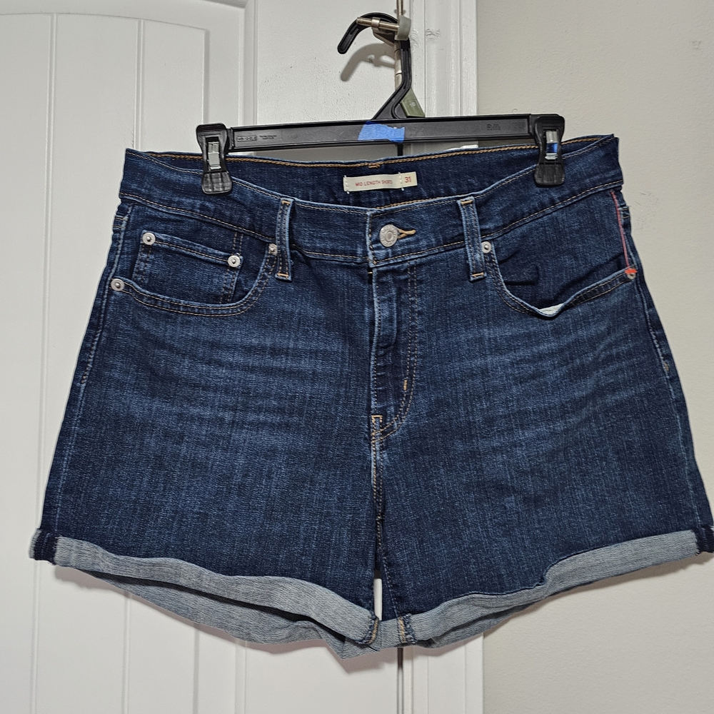 Levi's Dark Blue Cuffed Denim Shorts - Women